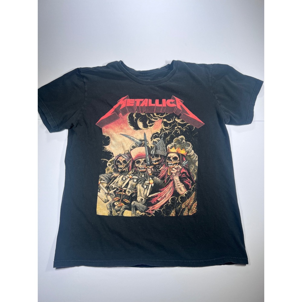 Metallica T-Shirt Mens Large Black Four Horsemen Graphic Print Band Tee 2017